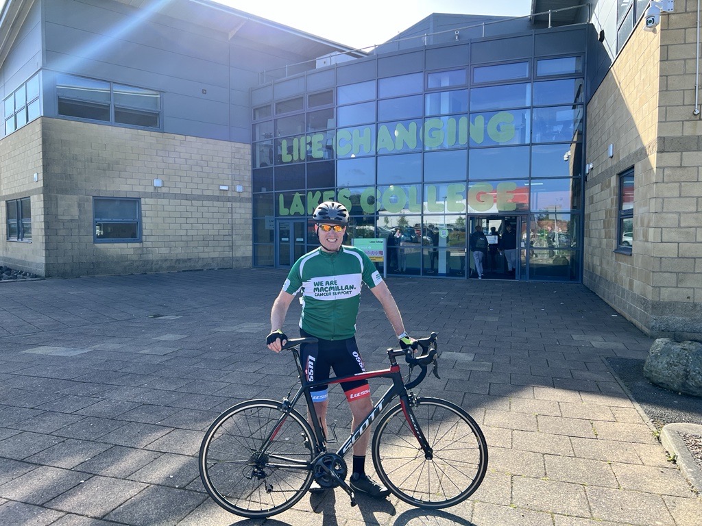 Lakes College principal Chris Nattress with his bike