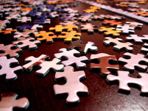 Jigsaw pieces on a table