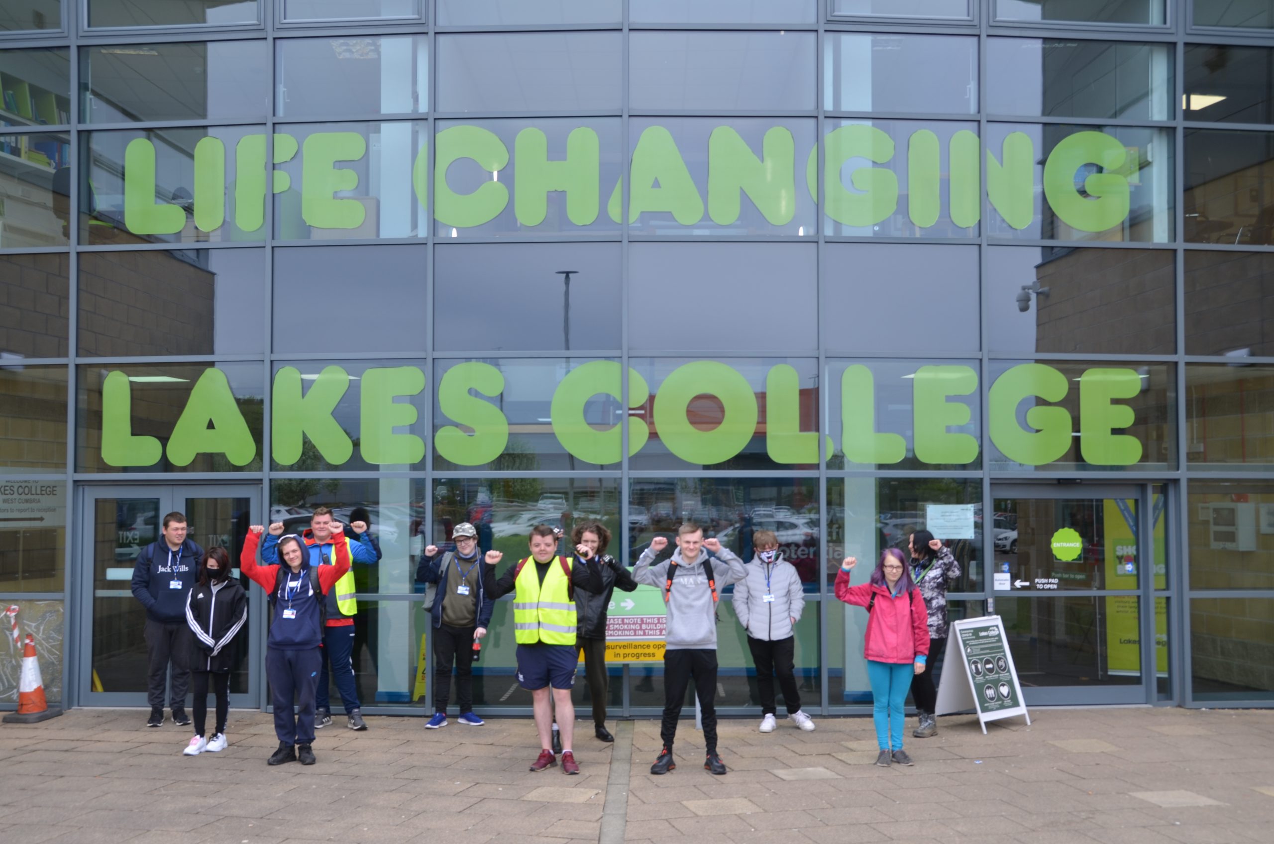 The group of students before they set off for their sponsored walk