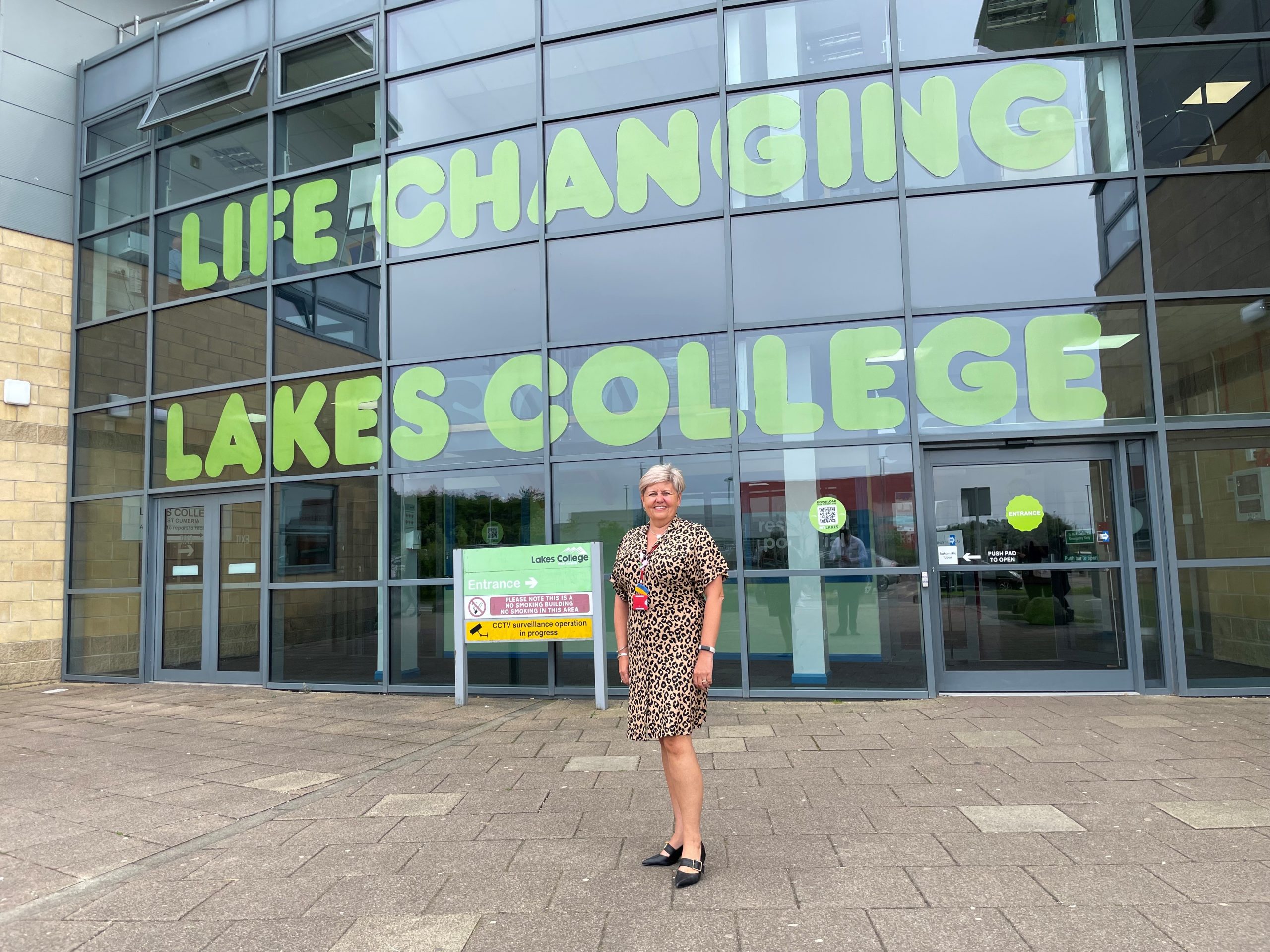 Irene Farragher outside the main Lakes College building