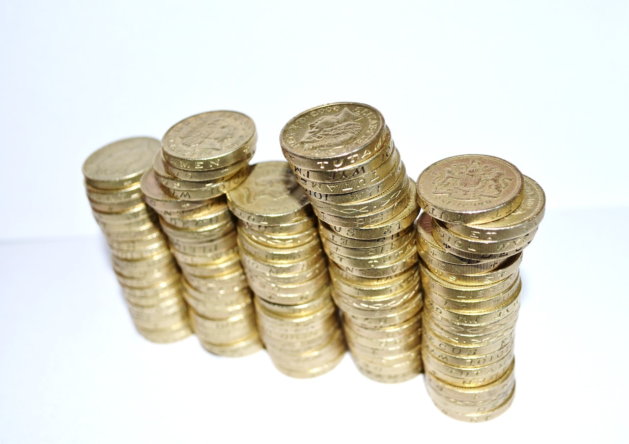 Stacks of pound coins